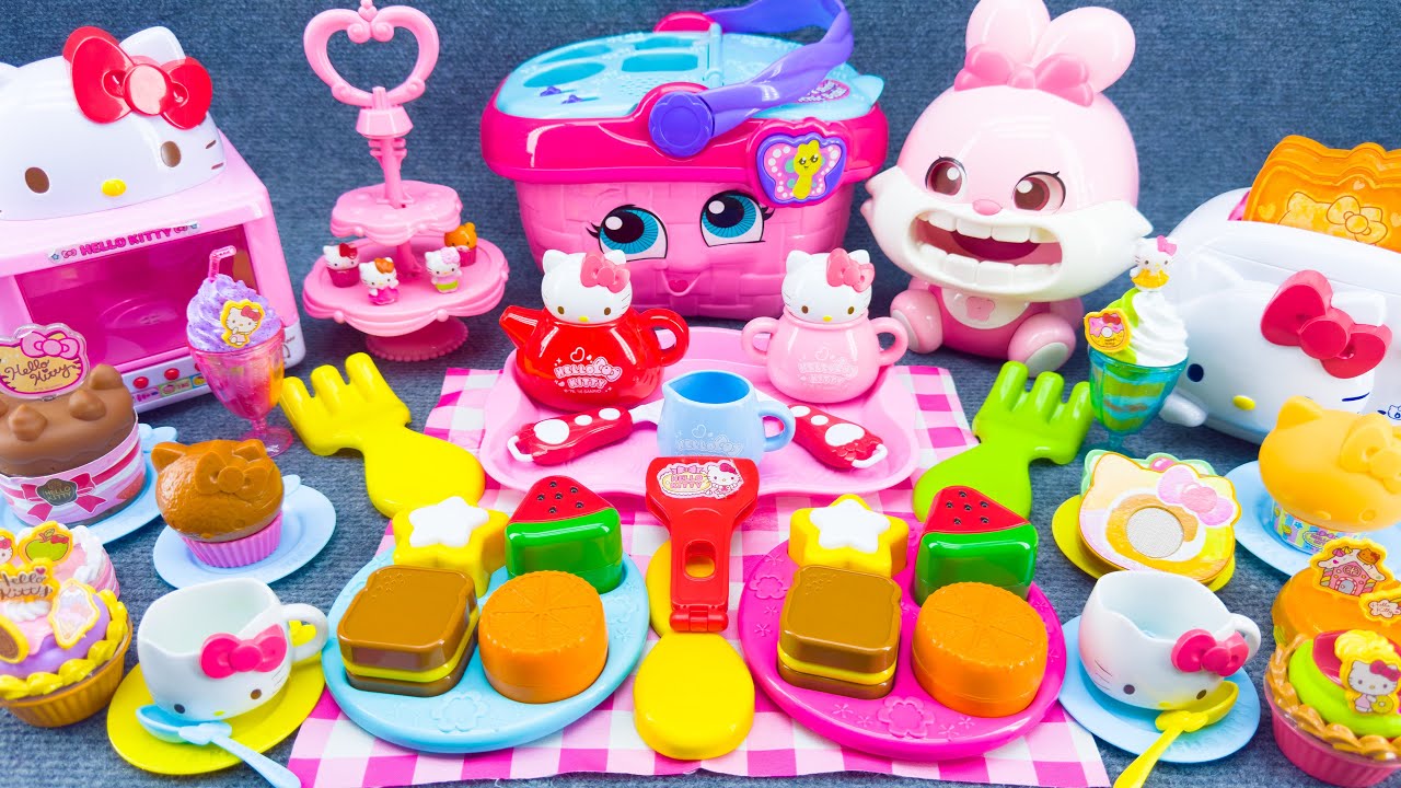 15 Minutes Satisfying Unboxing Hello Kitty Oven Kitchen Toys, Pink Picnic Tea Play Set Review Toys