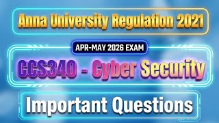 CCS340 Cyber Security Important Questions | Anna University 2021 Regulation | Important Questions