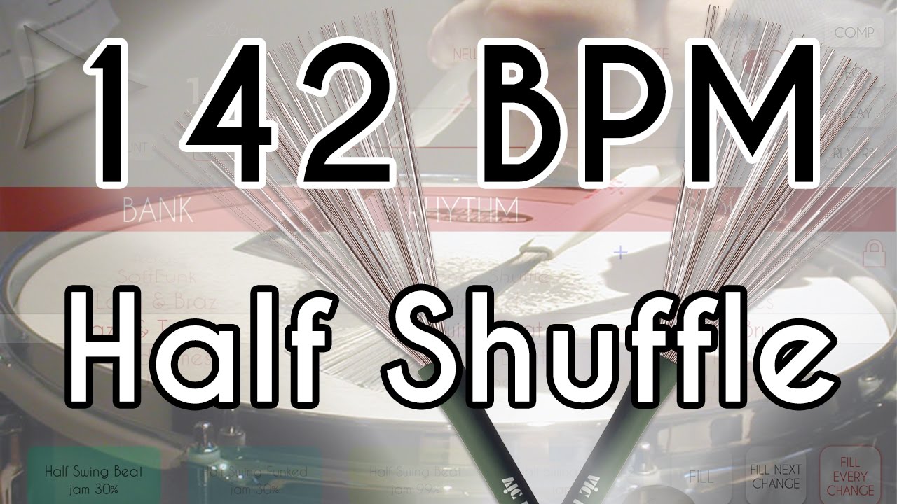 142 BPM Half Shuffle Brushes - Soft Drummer - YouTube