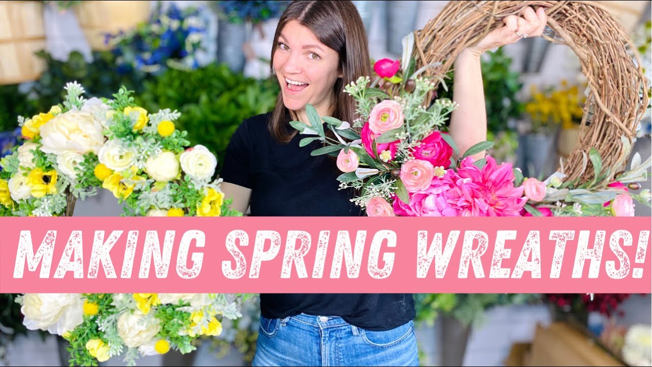 MAKING NEW SPRING FLORAL WREATHS! How to use up your extra florals to make new wreath designs.
