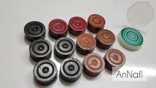 AnNafi® 24 Pieces Carrom Board Coins and Striker Professional Solid Set, Wooden Checkers screenshot 5