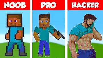 Minecraft NOOB VS PRO VS HACKER VS GOD Steve Minecraft Pixel Art NEW