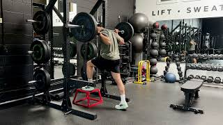 Front Foot Elevated Barbell Single Leg Calf Raise Isometric Hold - Level 2