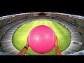 EXERCISE BALL GOLF with MAGNUS EFFECT from STADIUM ROOF!