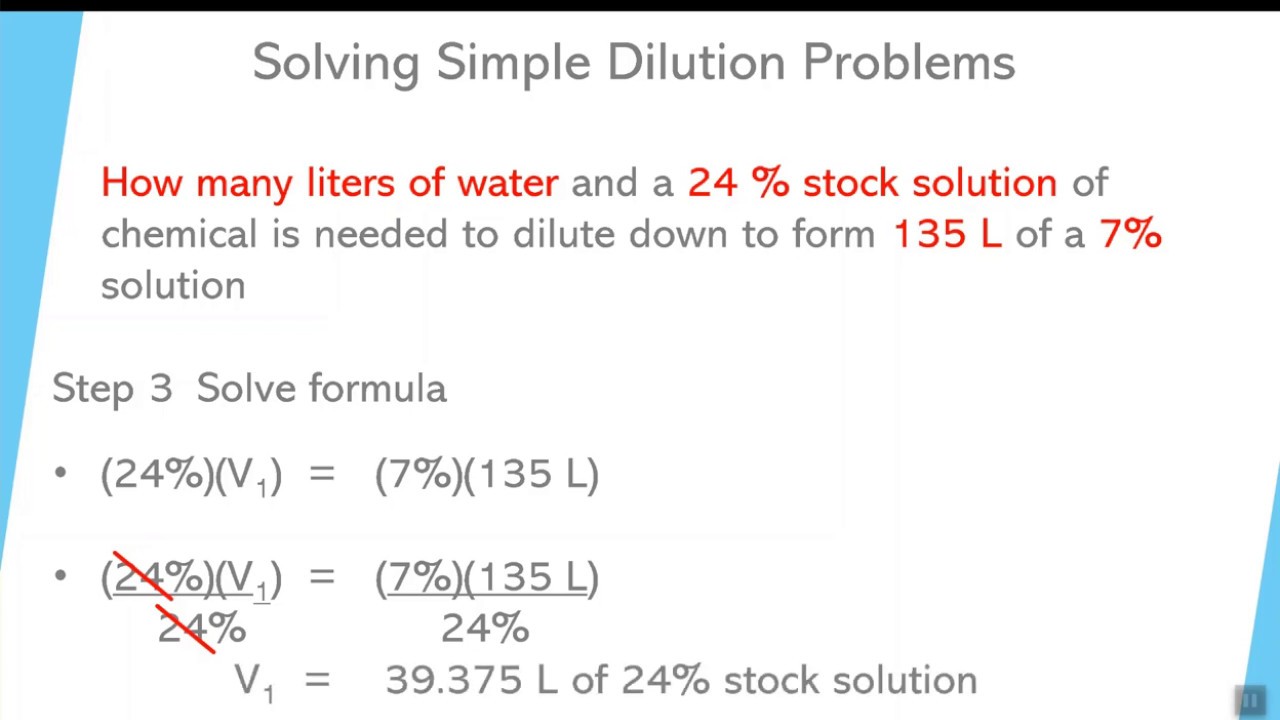 Formula dilution Dilutions of