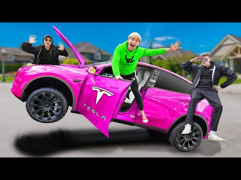 I Bought a NEW TESLA!! (My Security Guards Found Hiding Inside)