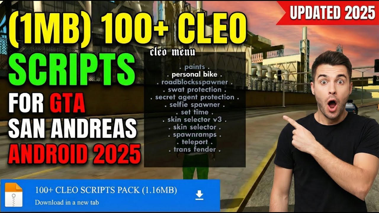 (1MB) 100+ cleo scripts pack for GTA San Andreas Android 2025