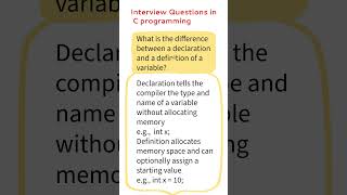 Interview Questions in C Programming #cprogramming