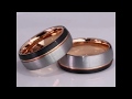 Tungsten Carbide Rings,Domed Top Three Tone Black,Rose Gold and Silver Gray Tone Stripe Wedding Band