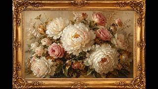 Vintage Peony Painting 4K | Elegant Floral Art for Frame TV