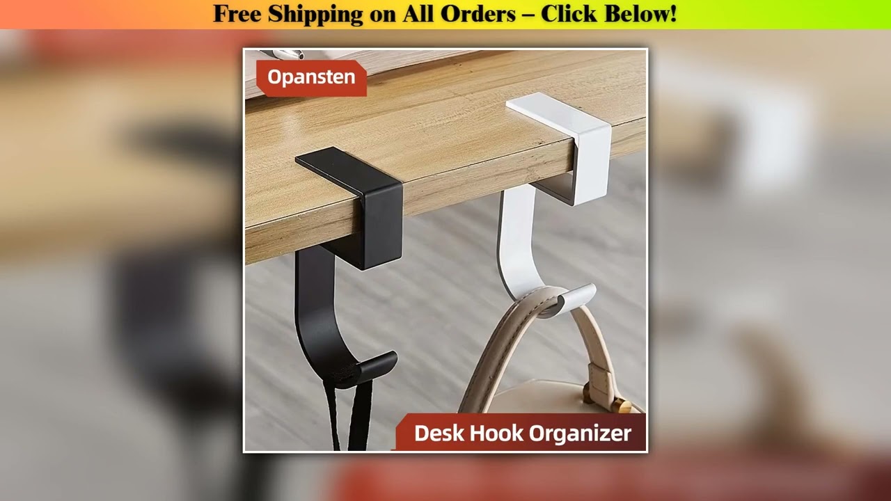 Aluminum Desk Hook Organizer Anti-Slip Design Sleek Black White for Office Student Desk