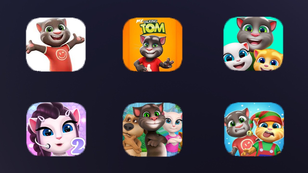 Talking Tom,Tom Time Rush,My Tom 2,Talking Ginger 2,My Angela,Talking New,Talking Ben,My Angela 2