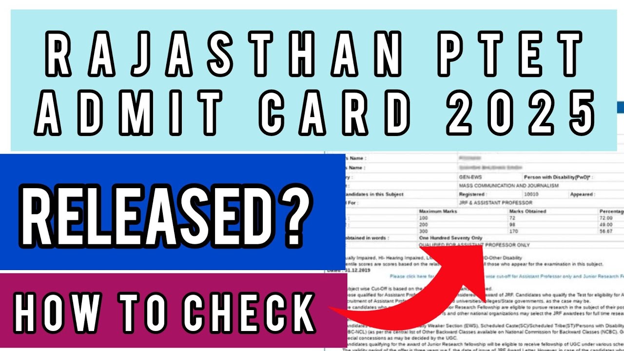 Rajasthan PTET ADMIT CARD 2025 | How To Check Rajasthan PTET ADMIT CARD 2025