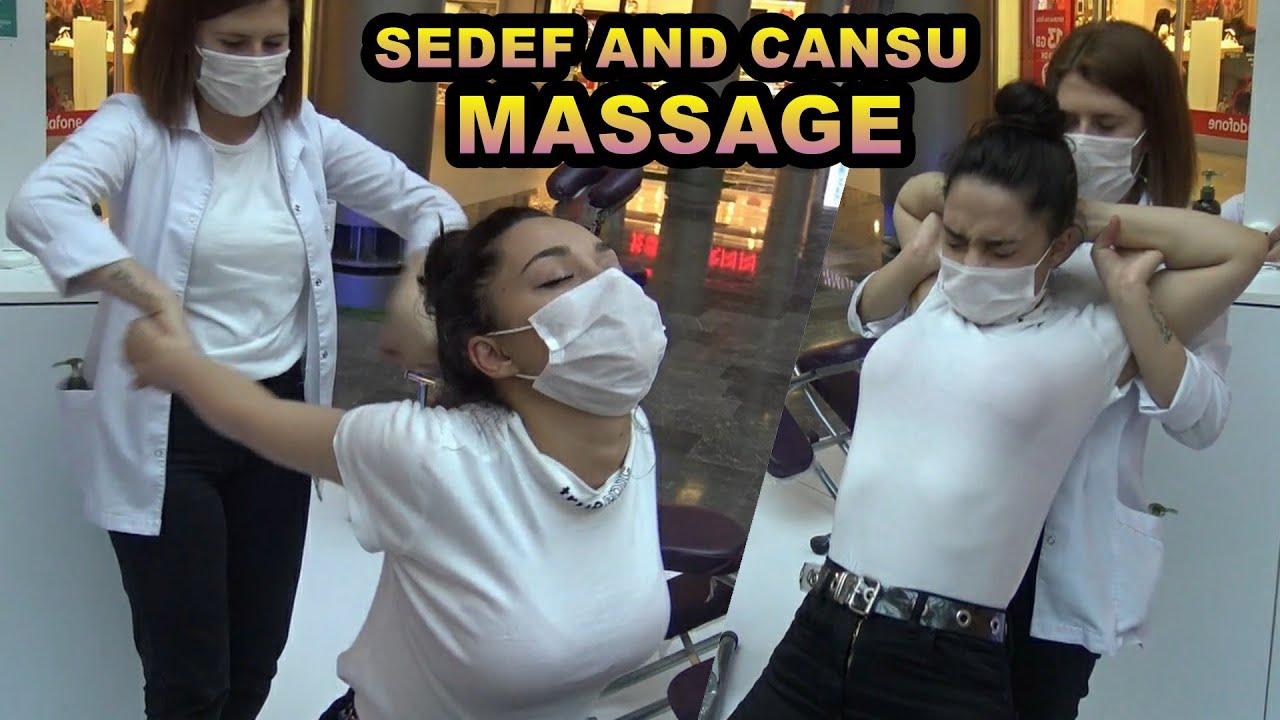 ASMR Cansu and Sedef massage &NECKBACK CRACK& FEMALE CHAIR Back