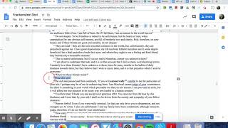Reading of Frankenstein Chapters 15-16
