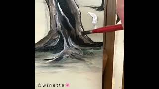 painting trees trunk  and details artbywinette