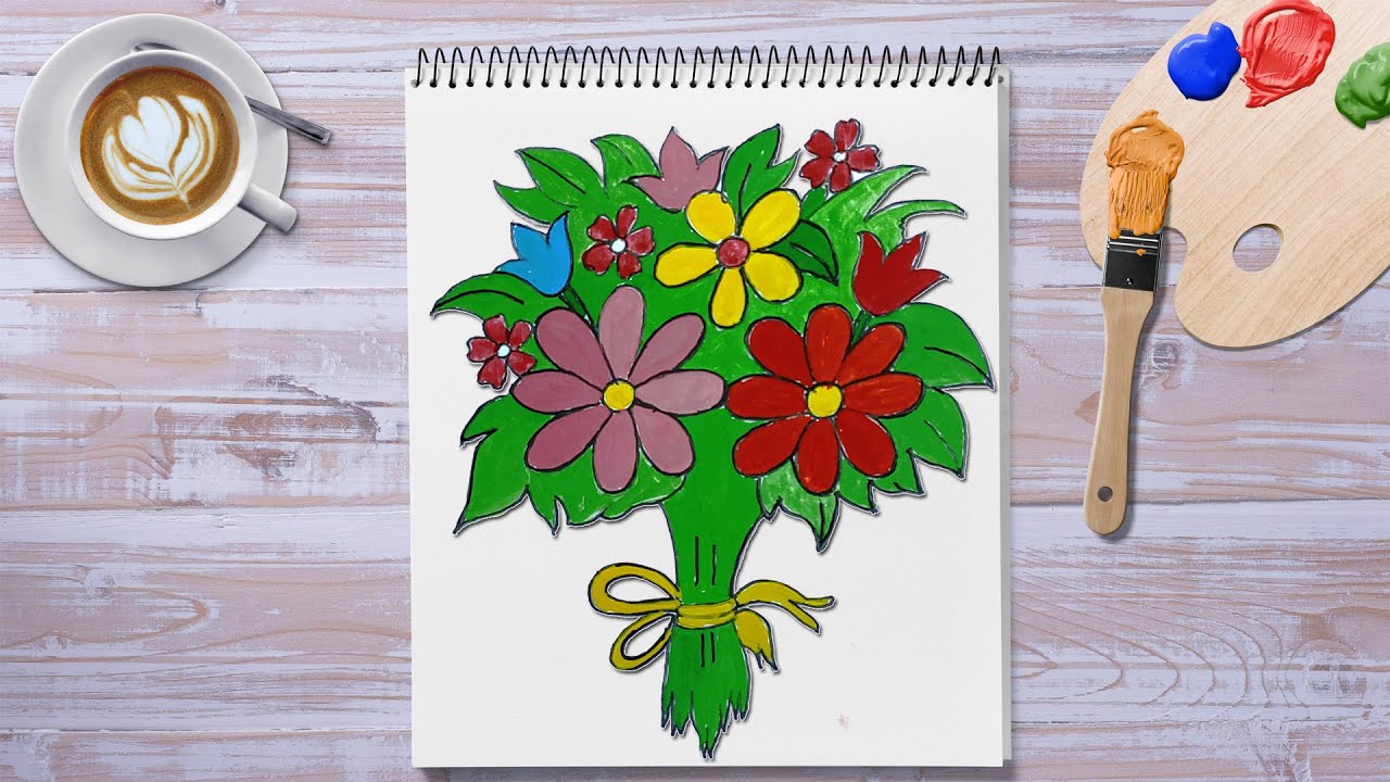 How to Draw a Flower Bouquet - Step by Step Easy - YouTube