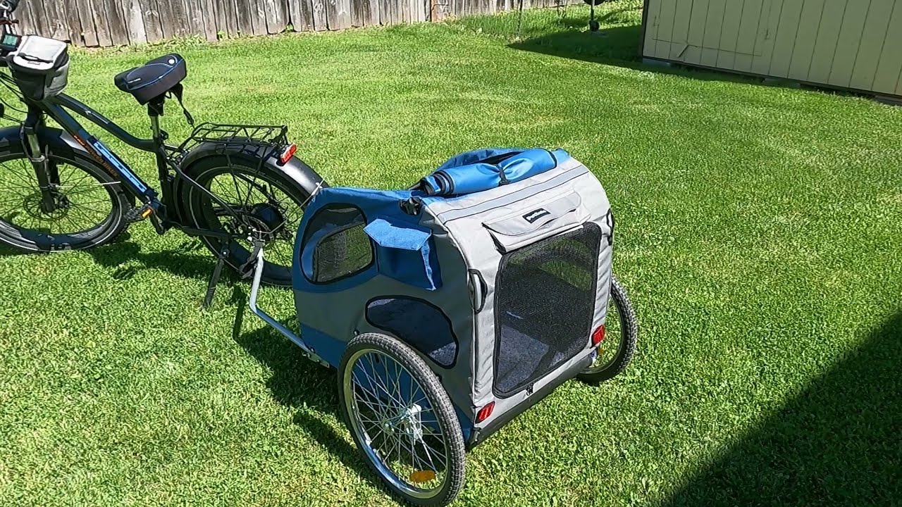 Rad Power Bikes & PetSafe Happy Ride Aluminum Dog Bicycle Trailer, Large. Blanca The White Boxer