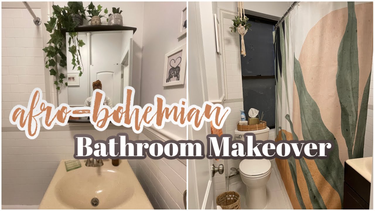 Afro Bohemian Inspired Small Bathroom Makeover| Decorating My Brooklyn ...