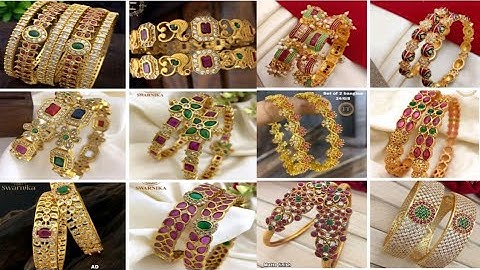 Designer gold bangles beautiful designs🌺one line Diamond bangle design💥Tanishq Diamond bangle design