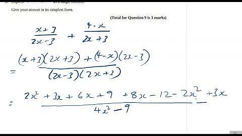 Pearson-Edexcel GCSE to A-level Transition Algebraic Methods Exam Questions Q9
