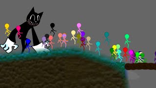 Algodoo Stickman RunEscape From Scary Cartoon Cat  Stickman Color Run  Survival  Race in Algodoo