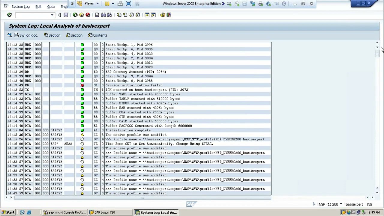 SAP sys logs SM21 - YouTube