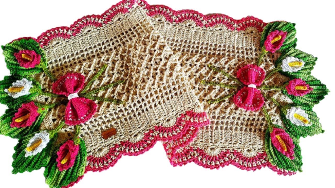 Caminho De Mesa Em Crochê Copo De Leite Luxo - Passo a Passo / @CrochetariaOficial