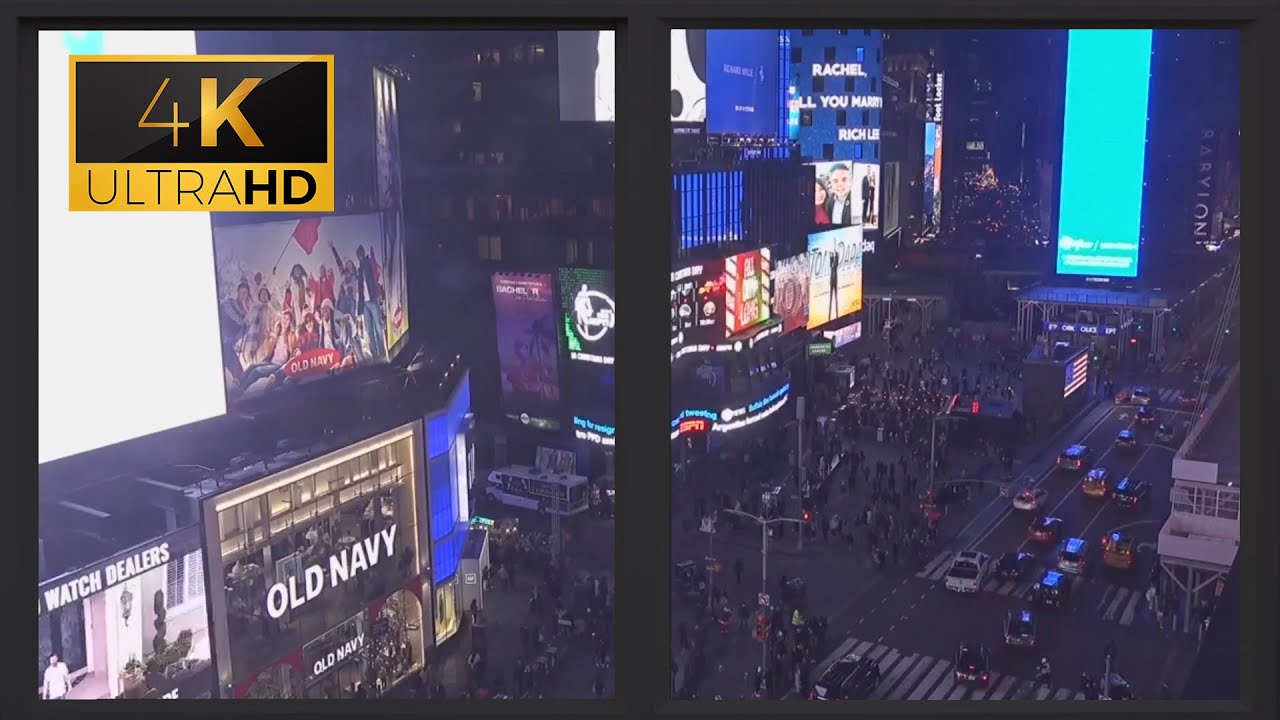 Times Square Night Live window [4K] - 4 Hours - Jazzy Music - Animated ...