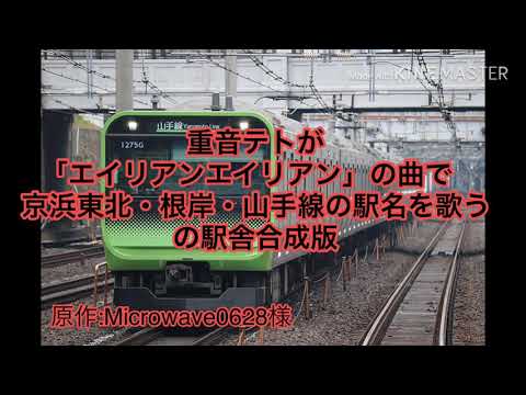 【二次創作】重音テトが「エイリアンエイリアン」で京浜東北・根岸・山手線の駅名を歌う。の駅舎合成版