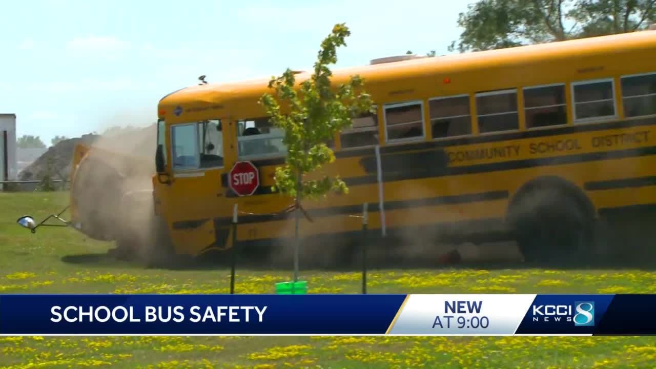 Safety test bus crash shows results of students not wearing seat belts