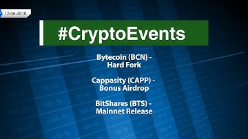 CryptoCurrency Events 12-06-2018 Bytecoin BCN Hard Fork, BitShares BTS Mainnet Release.........