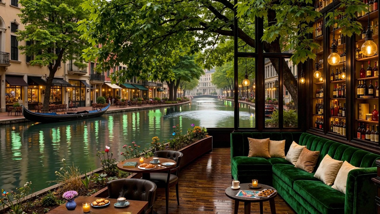 Canal Side Jazz Café Ambience 🎷 Smooth Piano Jazz for Relaxing Evenings, Study, Work & Deep Sleep