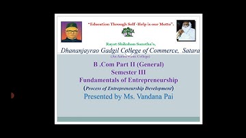 B.Com II General Semester III Fundamentals of Entrepreneurship