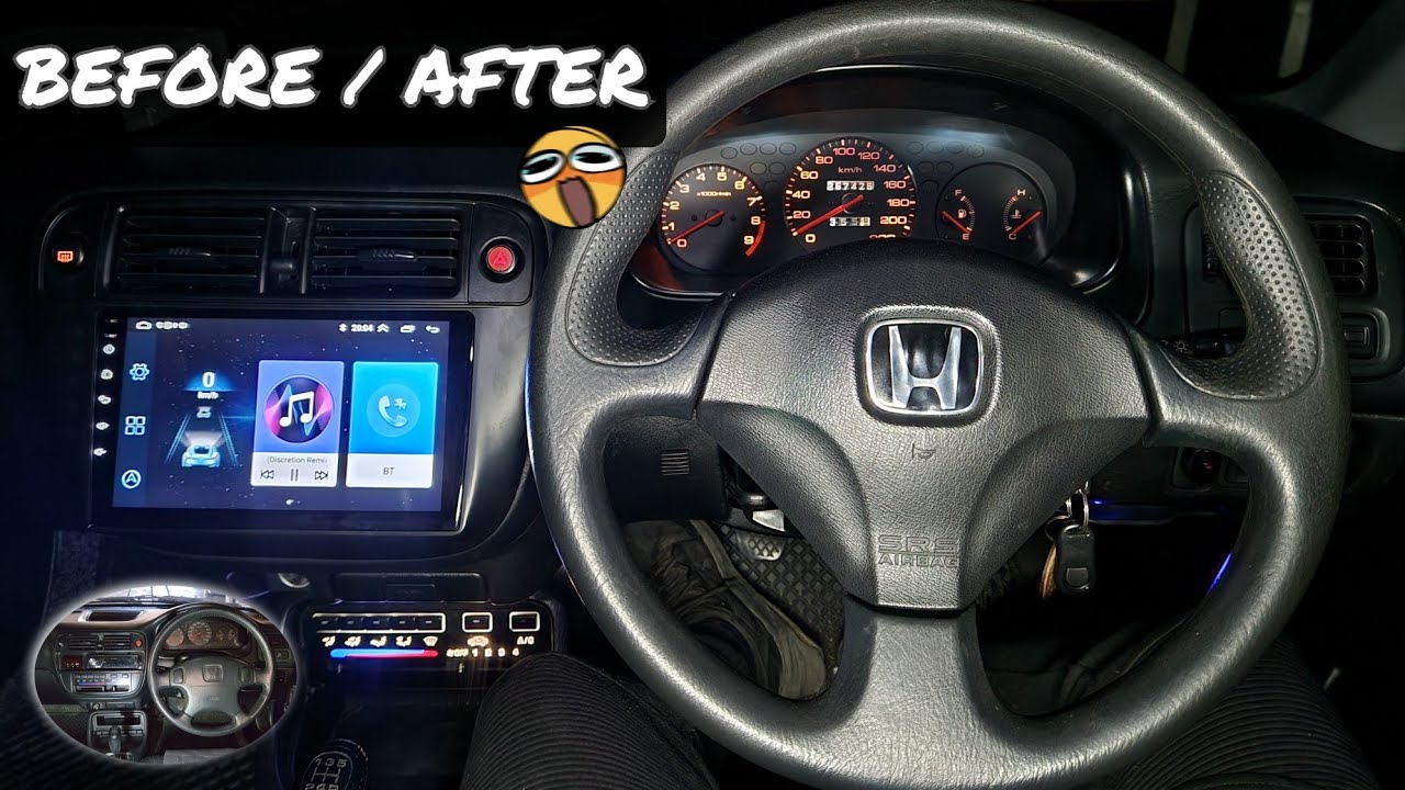 Installing a DC5 Steering Wheel & 9'inch Double Din in my Honda EK (96