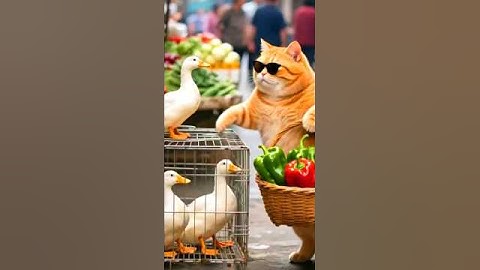 Cat and Duck 💞 #cat #ai #duck #cartoon #aiart #shorts #trending