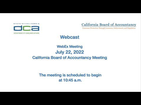 California Board of Accountancy Meeting -- July 21, 2022