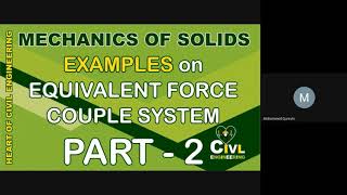 EXAMPLES ON EQUIVALENT FORCE COUPLE SYSTEM PART-2
