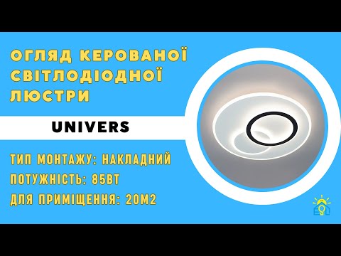 Управляемая светодиодная люстра Esllse UNIVERSE 80W R-ON/OFF-450х51- WHITE/BLACKE-220-IP20, видео 1