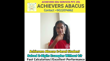 Achievers Abacus 2-level Student//#Solved Examples 2-Digits  #Without kitmental #math