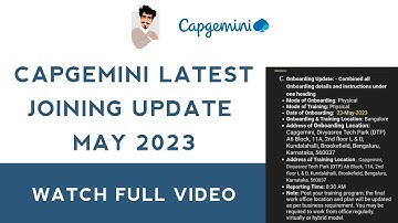 Capgemini latest joining update may 2023 | Onboarding update | For which role ? | Watch full video