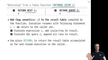 Advanced SQL — Chapter #07 — Video #55 — PL/SQL: PERFORM, returning from (table-valued) functions