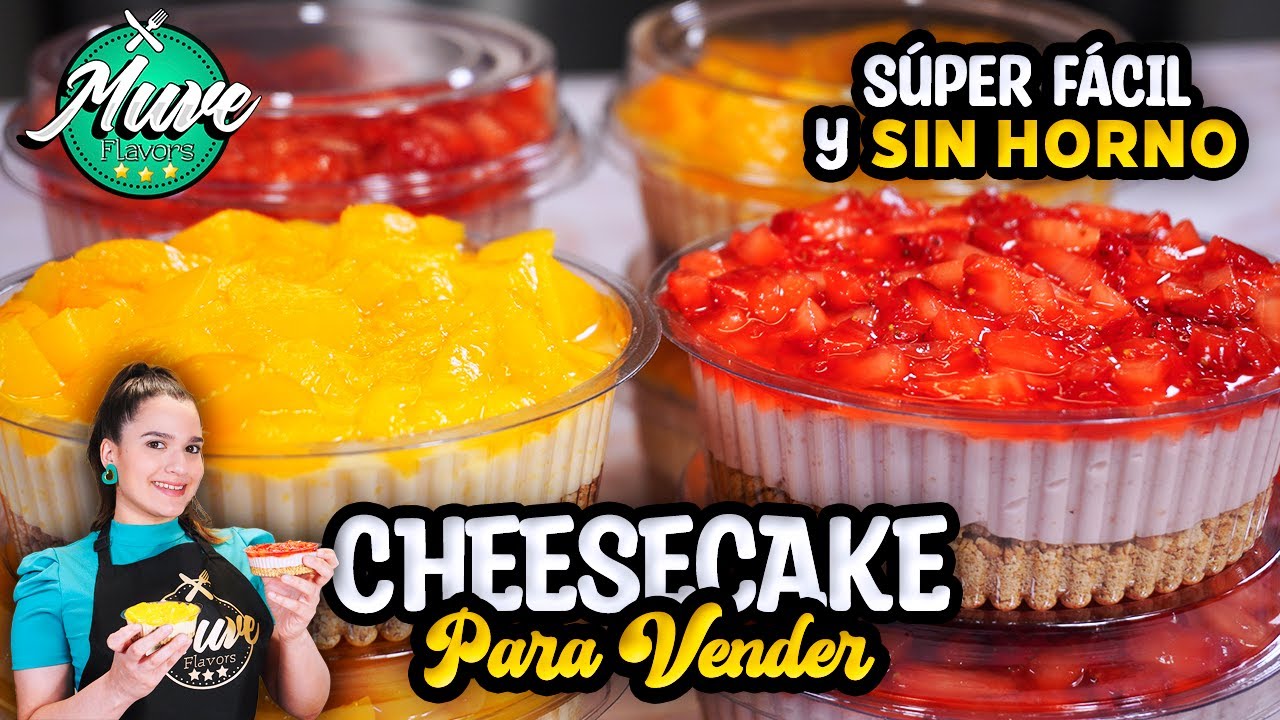 CHEESECAKE DE FRESA Y MELOCOTÓN SIN HORNO | POSTRES PARA VENDER | Muve Flavors