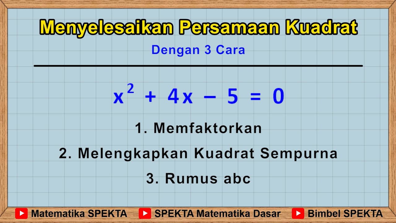 Menyelesaikan Persamaan Kuadrat Dengan Memfaktorkan, Melengkapkan ...