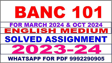 banc 101 solved assignment 2023-24 | banc 101 solved assignment in english 2024 | banc 101 2024