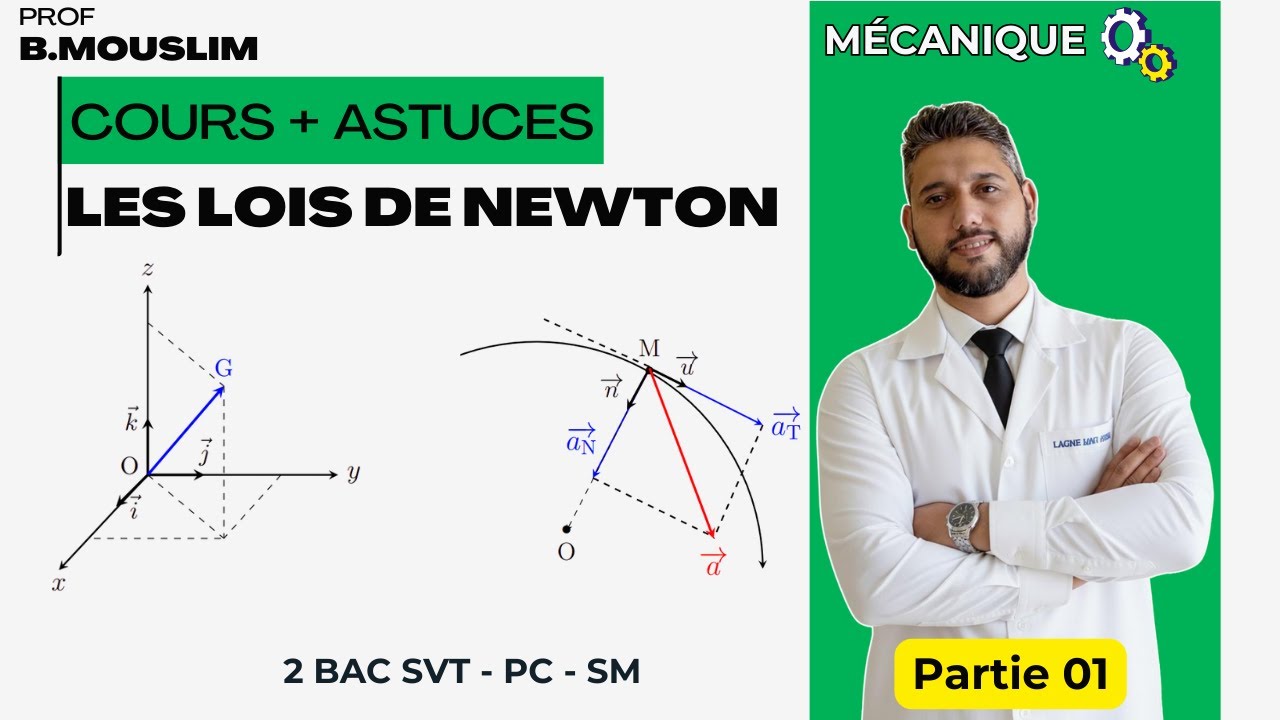 Cours + Astuces  - Partie 01 - Les lois de Newton - Mécanique  - 2 BAC SVT/  PC * SM - Prof Mouslim