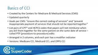 Using TCI SuperCoder’s CCI Edit Tools for Medicare and Medicaid - Medical Coding Webinar