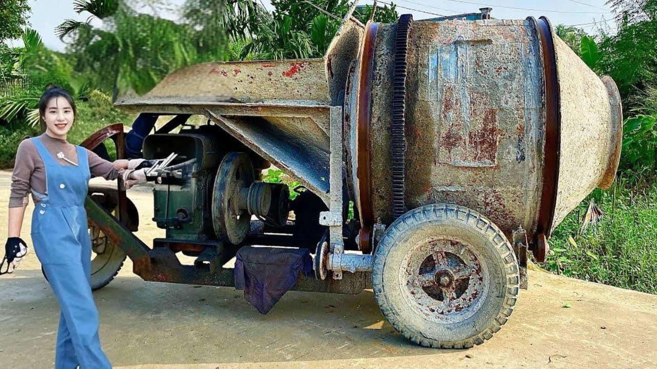 💡天才女孩制作红薯打粉机，解决村里爷奶们的难题，修复后动力如初!Make a Mash Machine For Grandmother! Works Really Well!｜林果儿