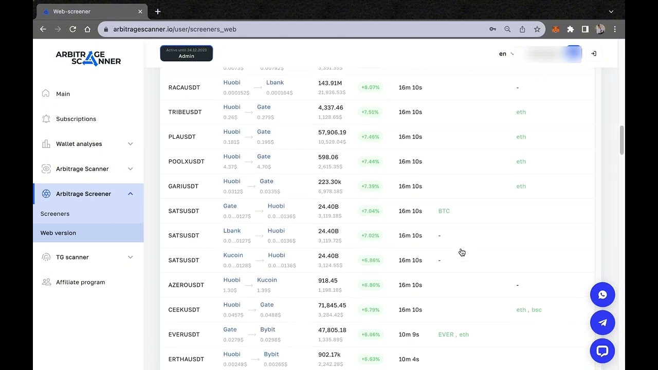 Guide how to set up Web Screener for crypto arbitrage by  Arbitragescanner.io - YouTube
