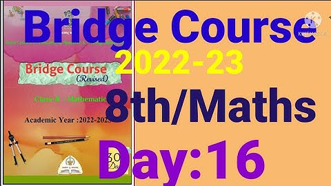 8th||Mathematics||Bridge Course||2022-23 ||Day:16th||English & SemiEnglish||Maths, Class 8,Day:16